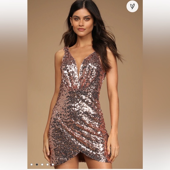 LULU’S Partying All Night Blush Pink Sequin Tulip Mini Dress - Picture 1 of 8